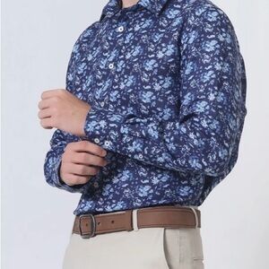 Stylish Navy Floral Button-Down Shirt